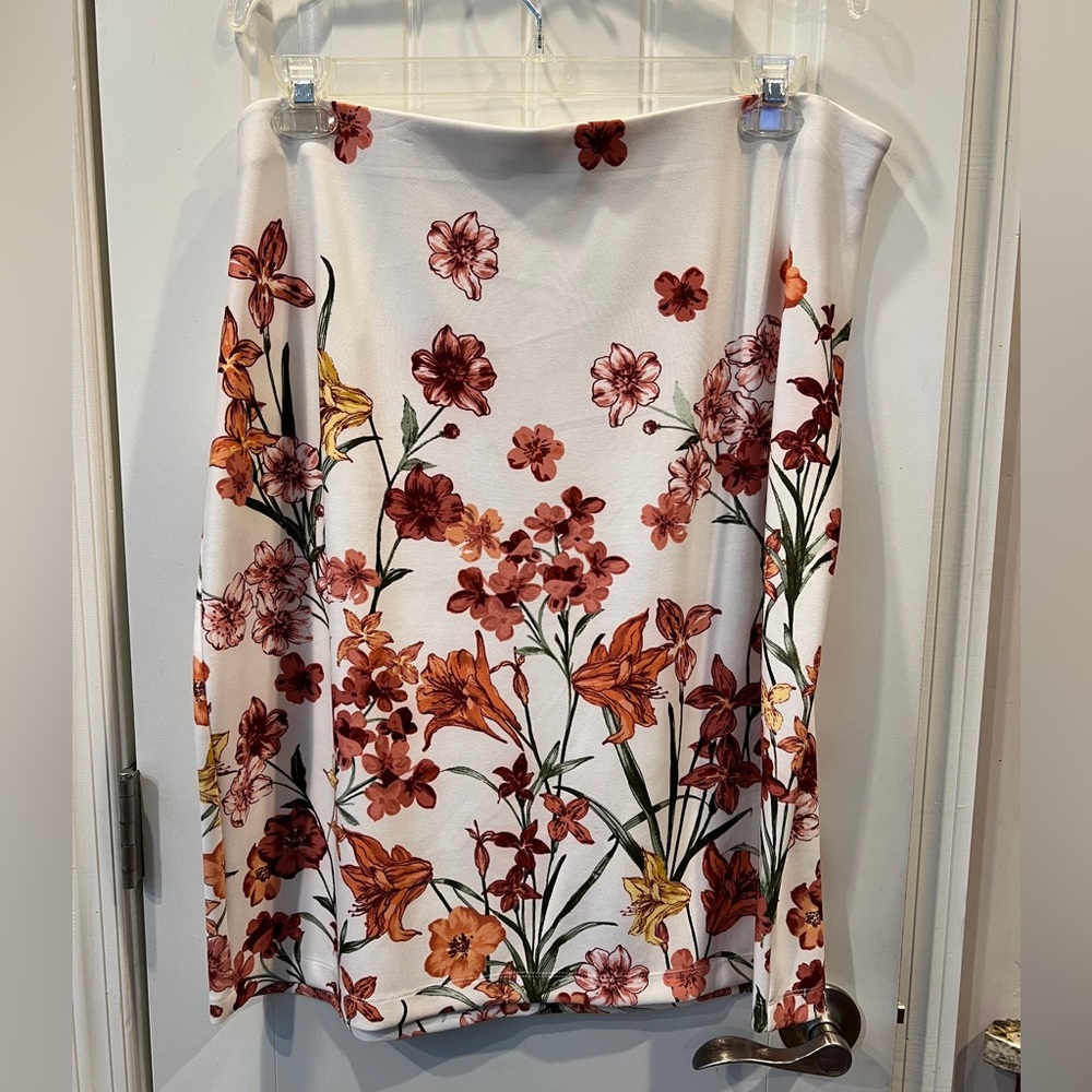 Roz & Ali White Pink Floral Skirt Sz 2x
